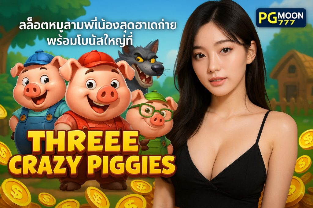 THREE CRAZY PIGGIES สล็อตหมูสามพี่น้องสุดฮาแตกง่ายพร้อมโบนัสใหญ่ที่ PGMOON777
